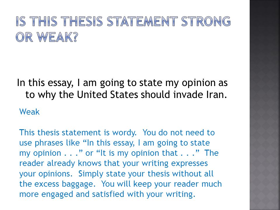 How do you write a thesis statement without taking a side?